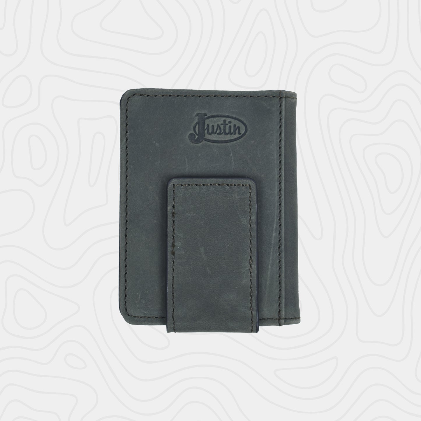 Justin Genuine Leather Bifold Card Wallet Graphite Flag
