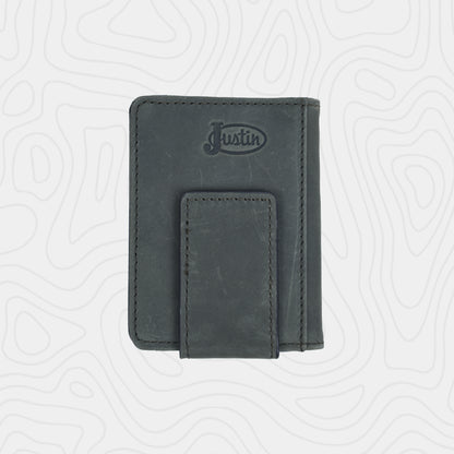 Justin Genuine Leather Bifold Card Wallet Graphite Flag