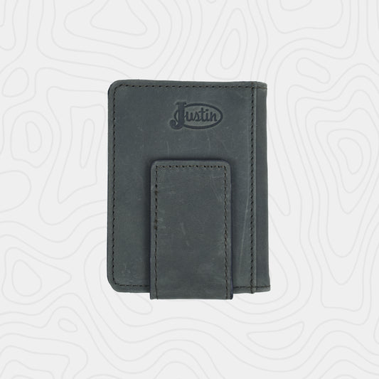 Justin Genuine Leather Bifold Card Wallet Graphite Flag