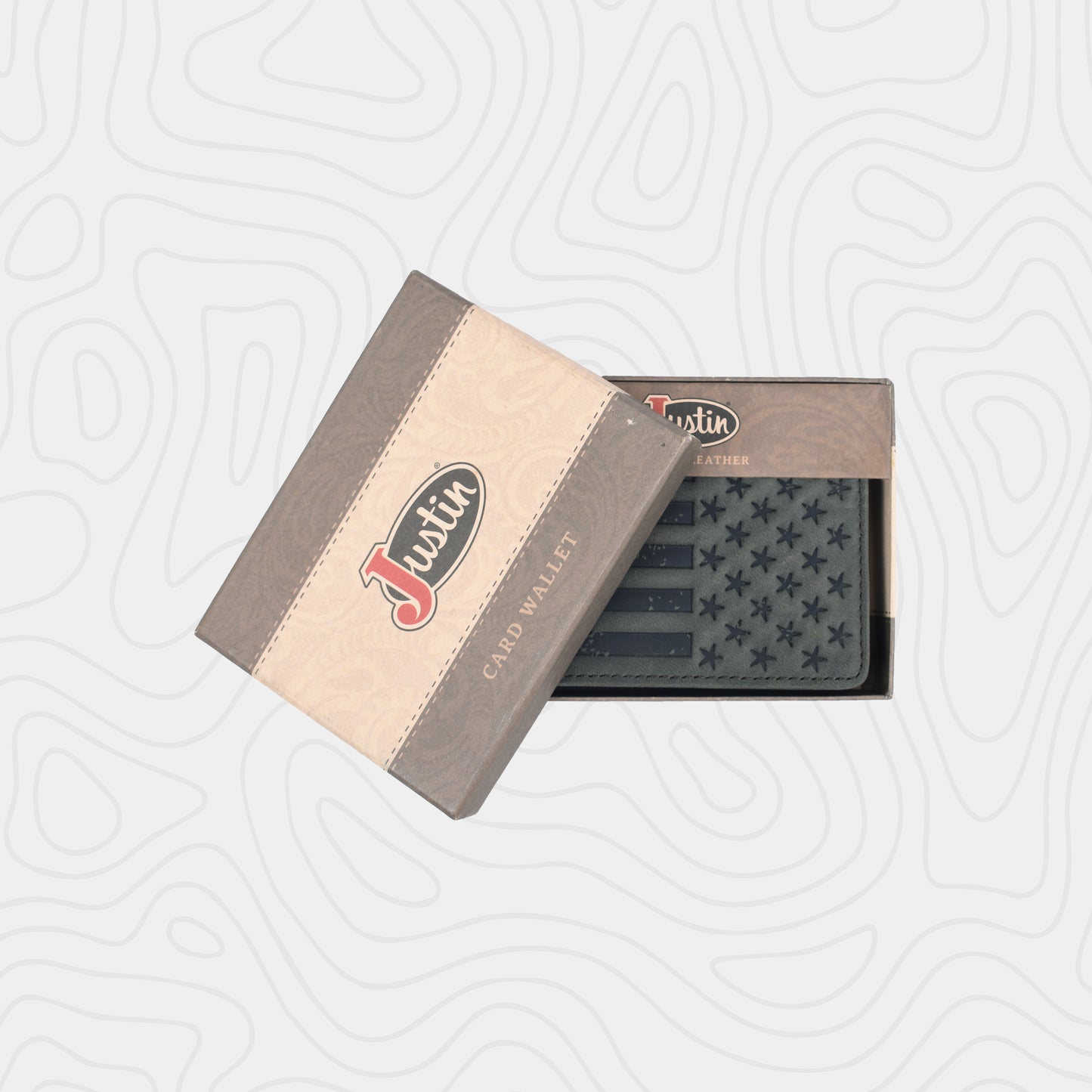 Justin Genuine Leather Bifold Card Wallet Graphite Flag