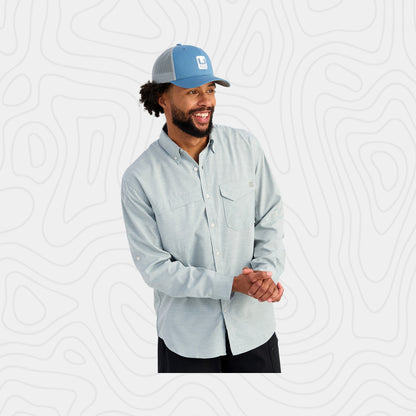 Huk Tide Point Heathered Ripstop Button Down Shirt