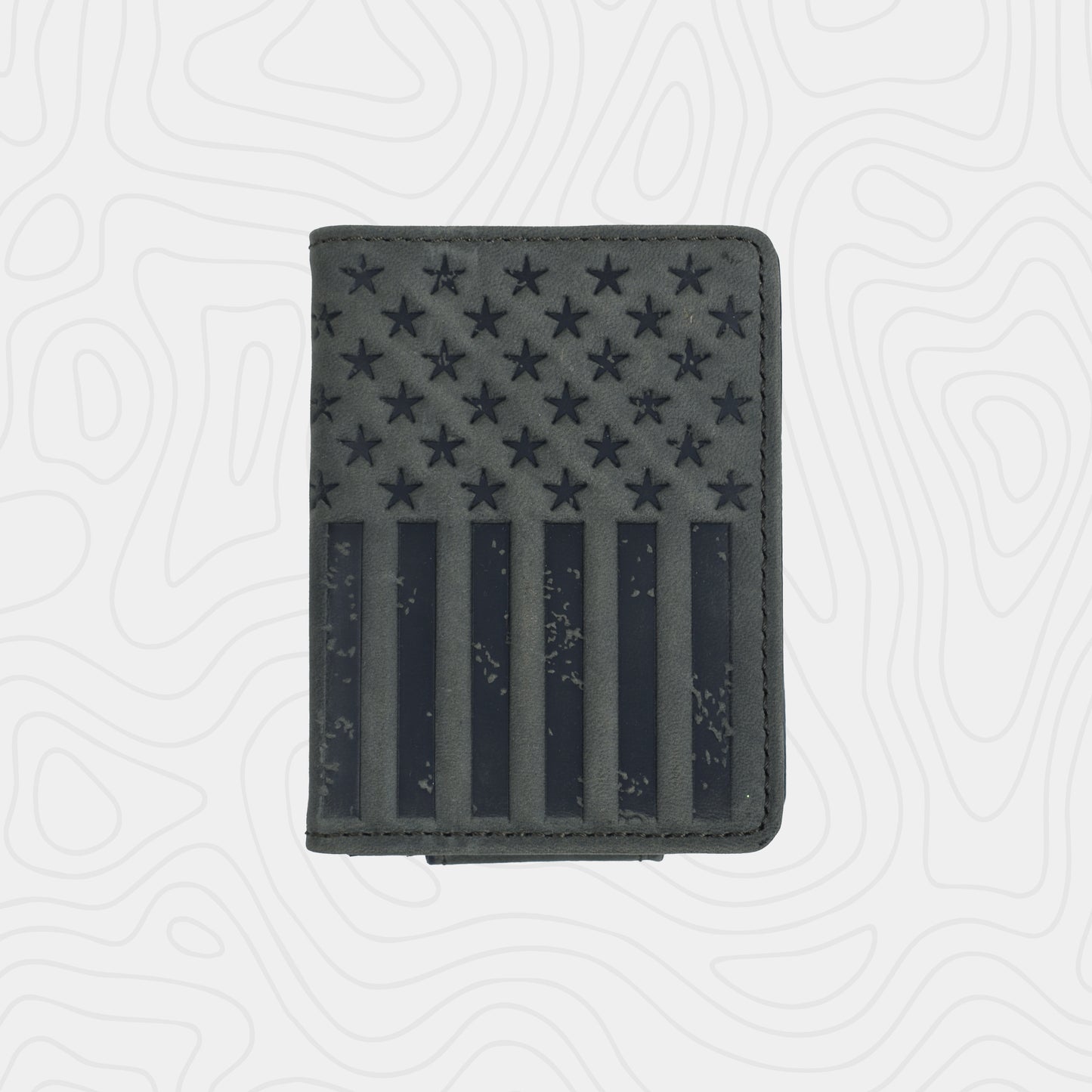 Justin Genuine Leather Bifold Card Wallet Graphite Flag