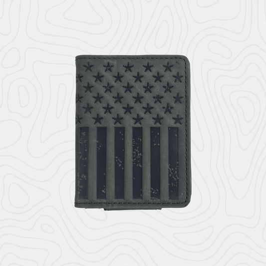 Justin Genuine Leather Bifold Card Wallet Graphite Flag