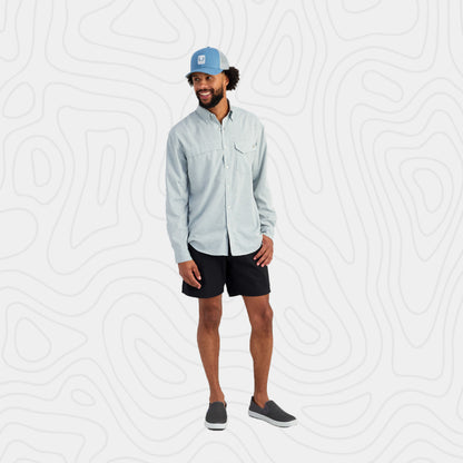 Huk Tide Point Heathered Ripstop Button Down Shirt
