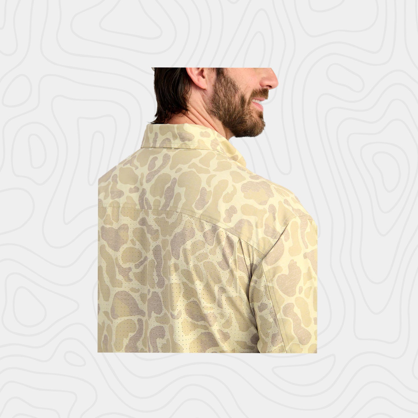 Huk KC Print Tide Point Button-Down in Sand Camo Shirt