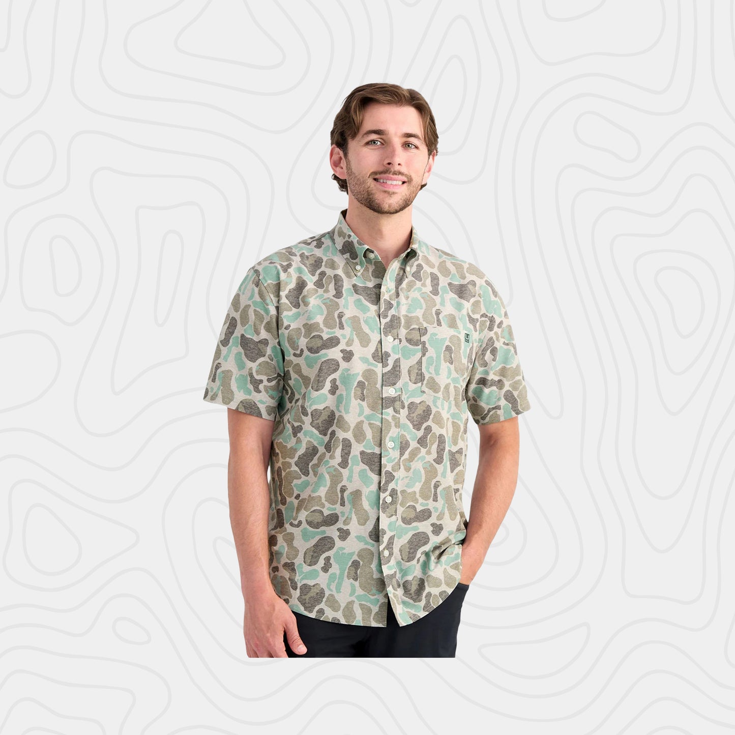 Huk Kona KC Printed Button Down Short Sleeve Shirt
