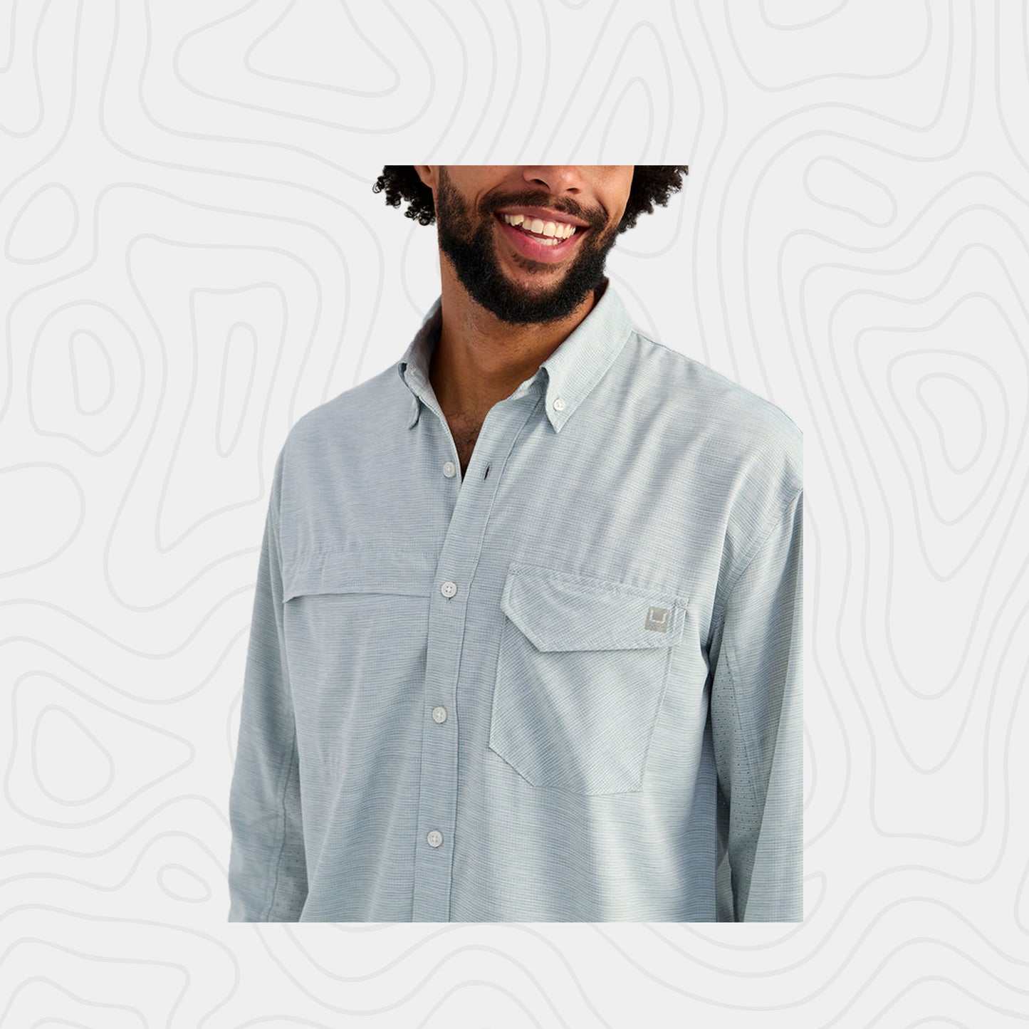 Huk Tide Point Heathered Ripstop Button Down Shirt