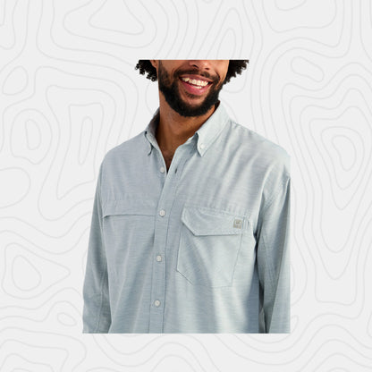Huk Tide Point Heathered Ripstop Button Down Shirt