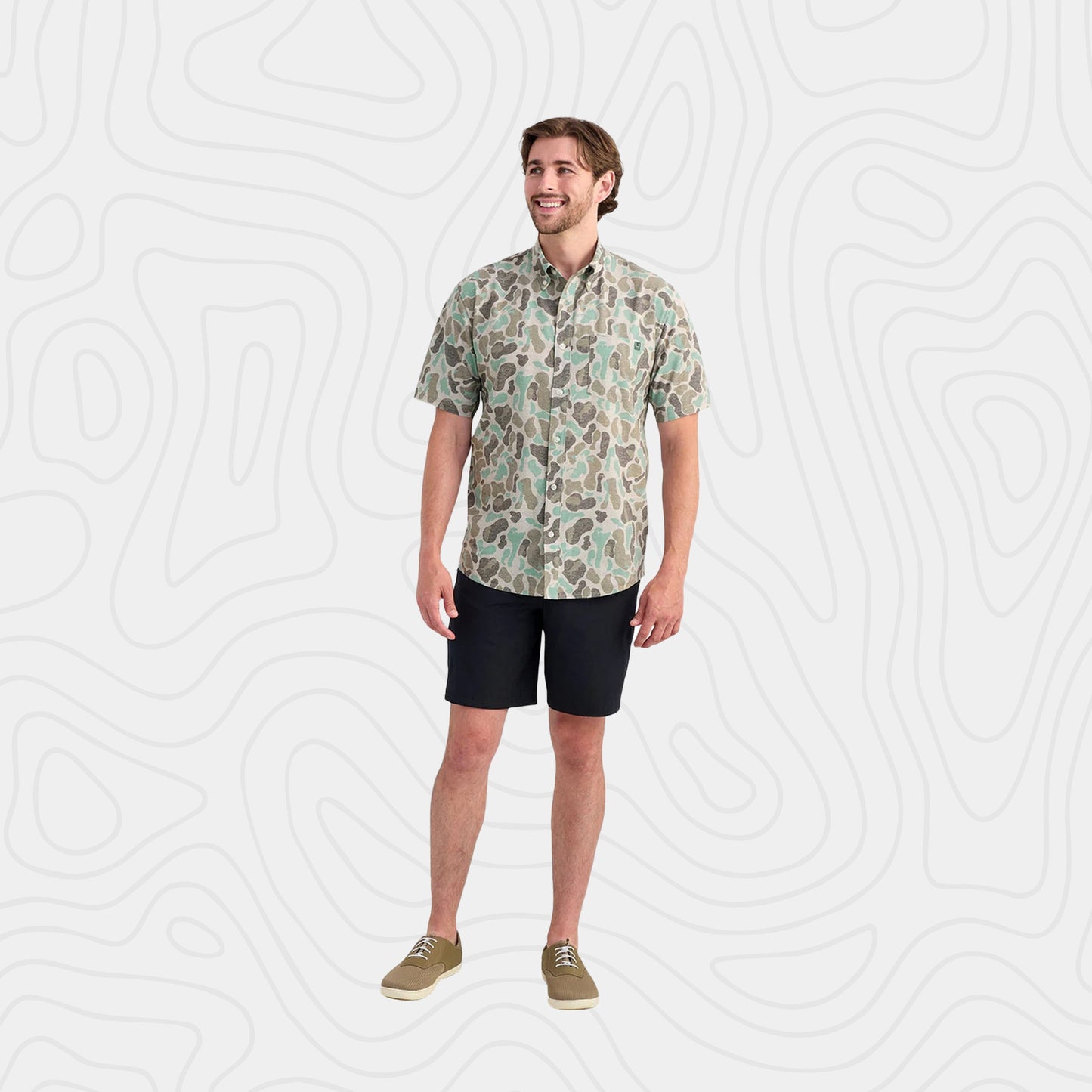 Huk Kona KC Printed Button Down Short Sleeve Shirt