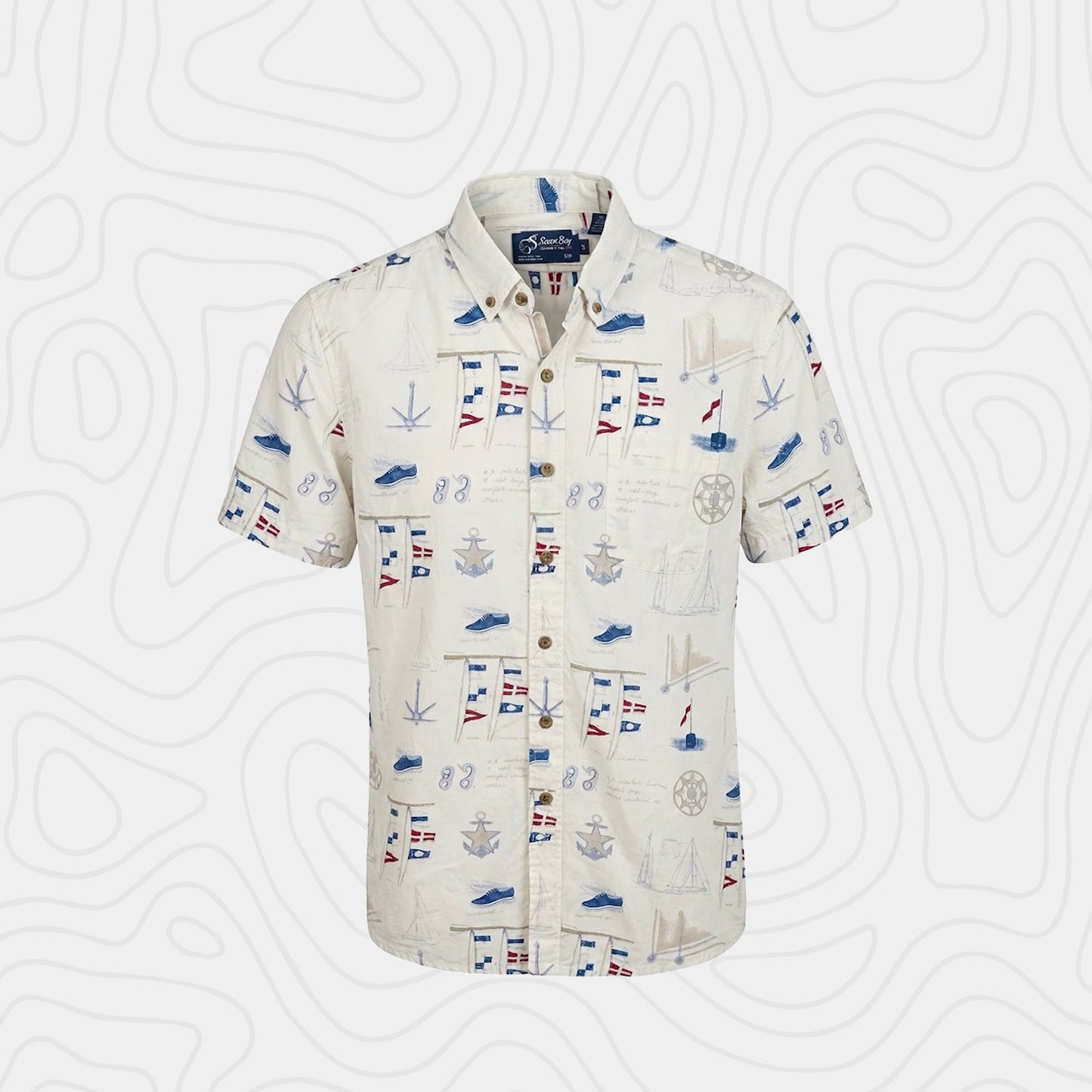 Bimini Bay Nautical Short Sleeve Button Down Shirt