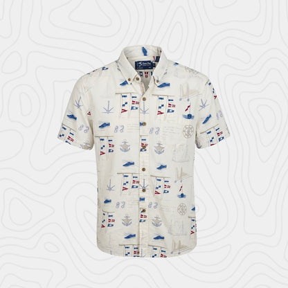 Bimini Bay Nautical Short Sleeve Button Down Shirt