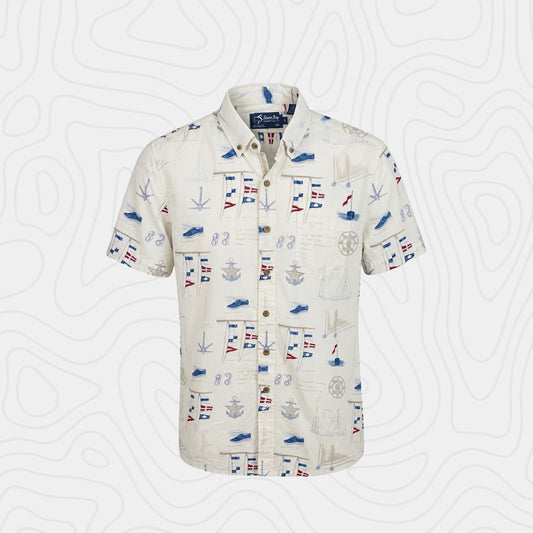 Bimini Bay Nautical Short Sleeve Button Down Shirt