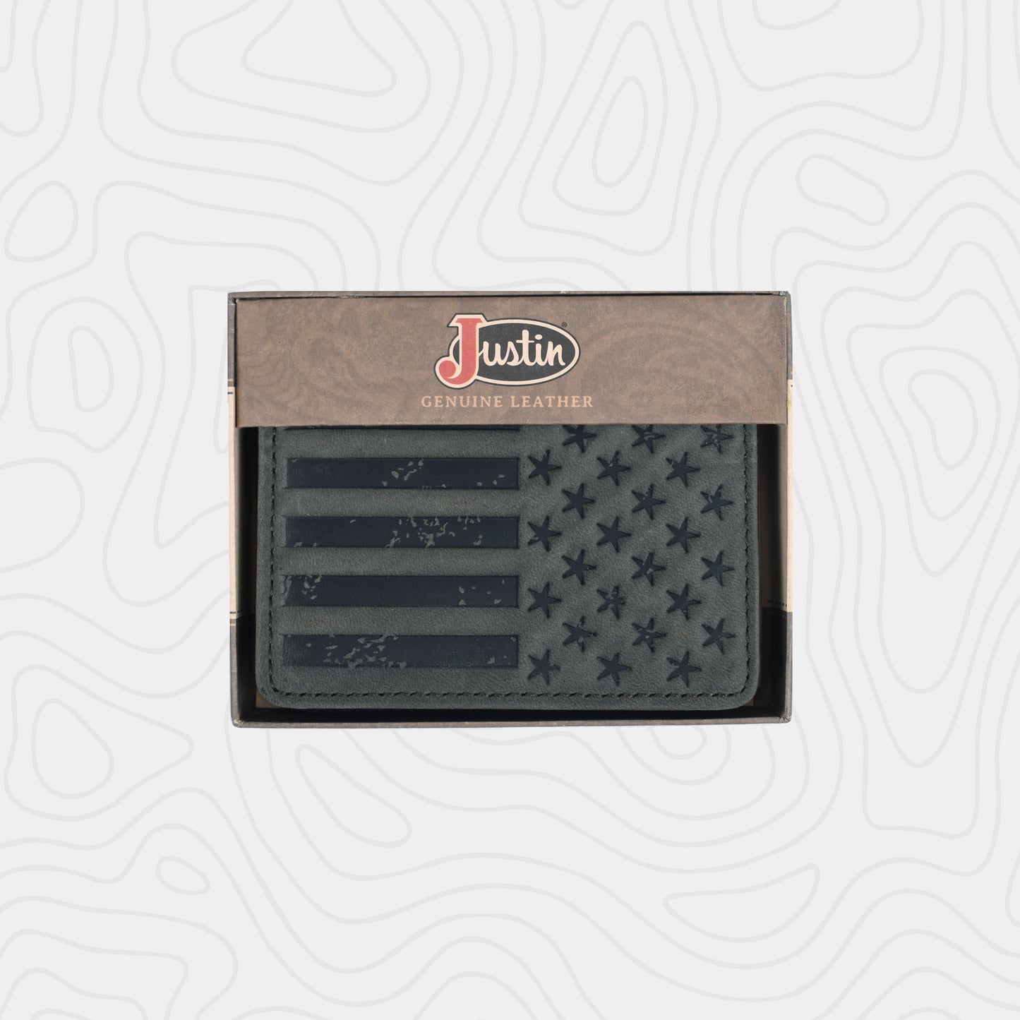 Justin Genuine Leather Bifold Card Wallet Graphite Flag
