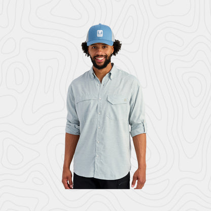 Huk Tide Point Heathered Ripstop Button Down Shirt